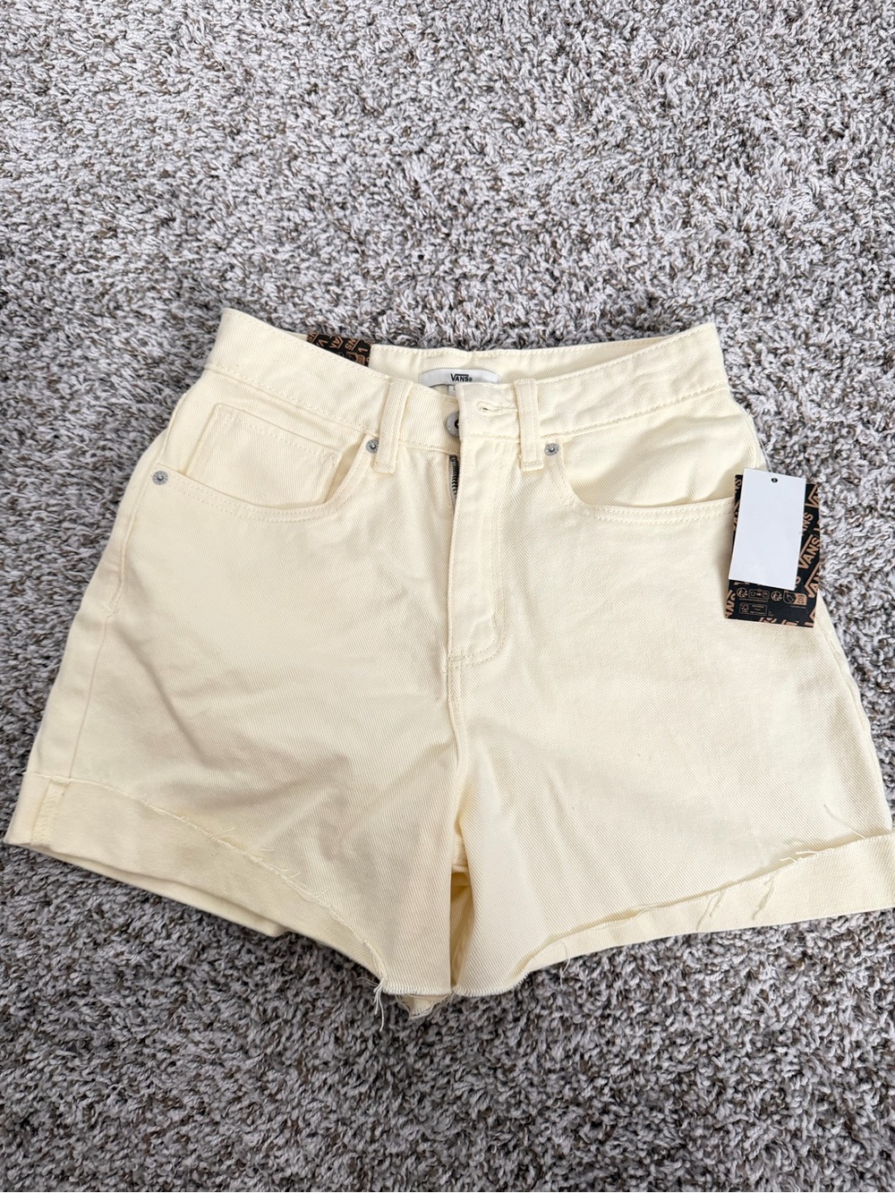 Vans Cream High-Rise Denim Shorts